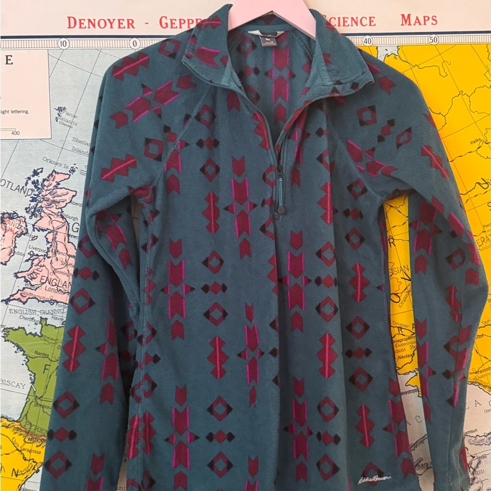 Eddie Bauer patterned fleece half-zip